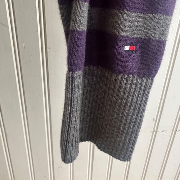 Tommy Hilfiger vintage y2k long line Striped Purple & Gray Cardigan Sweater M - Picture 6 of 6